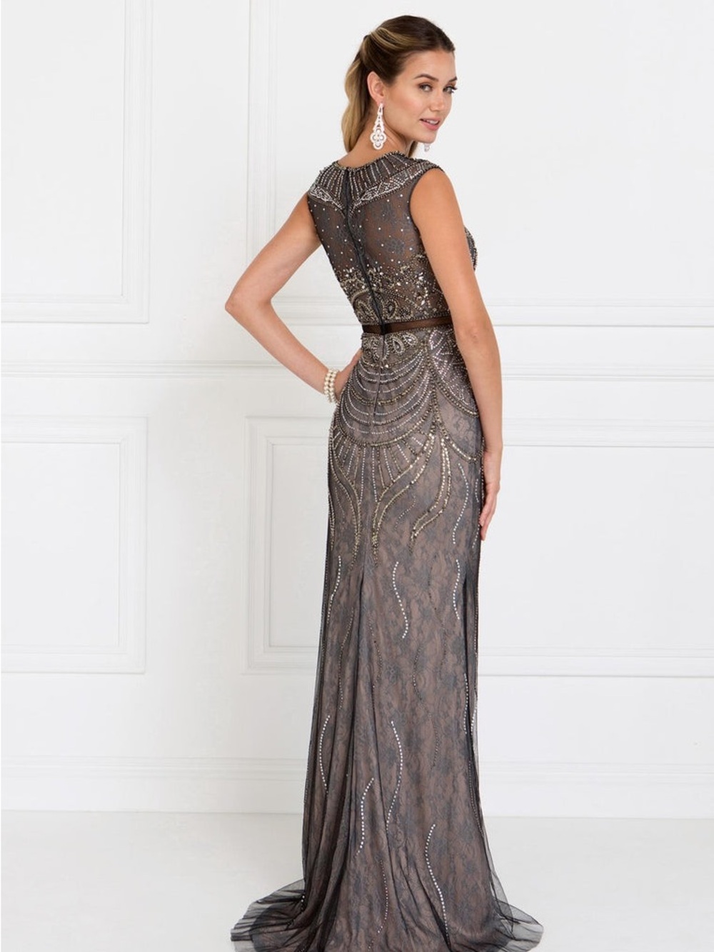 Elizabeth K GL1503 Mermaid Dress in Charcoal Size XL
